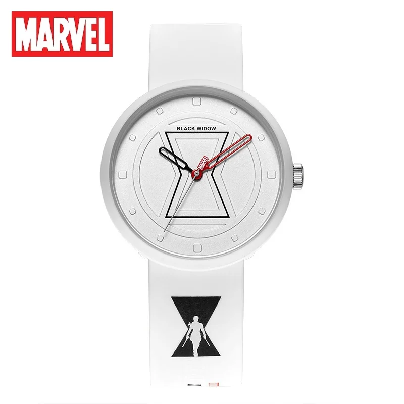 Marvel Women The Avengers Black Widow Quartz Wristwatch 3D Stereo Cartoon Dial Hero Crystal Silicone Strap Uinsex Disney Clock