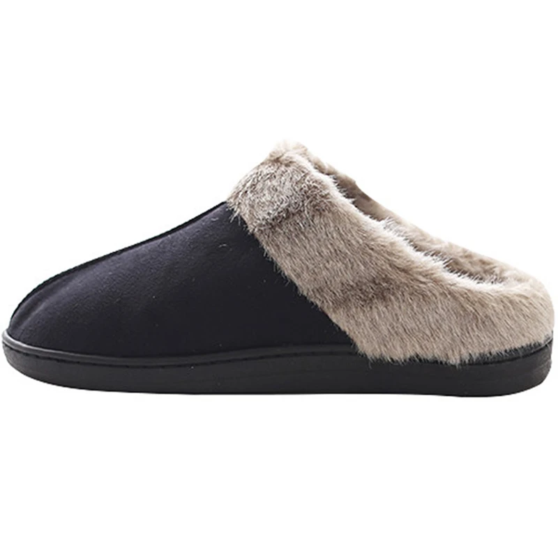 Зимние слиперы Мужская замшевая обувь с коротким плюшем прошитая домашняя для