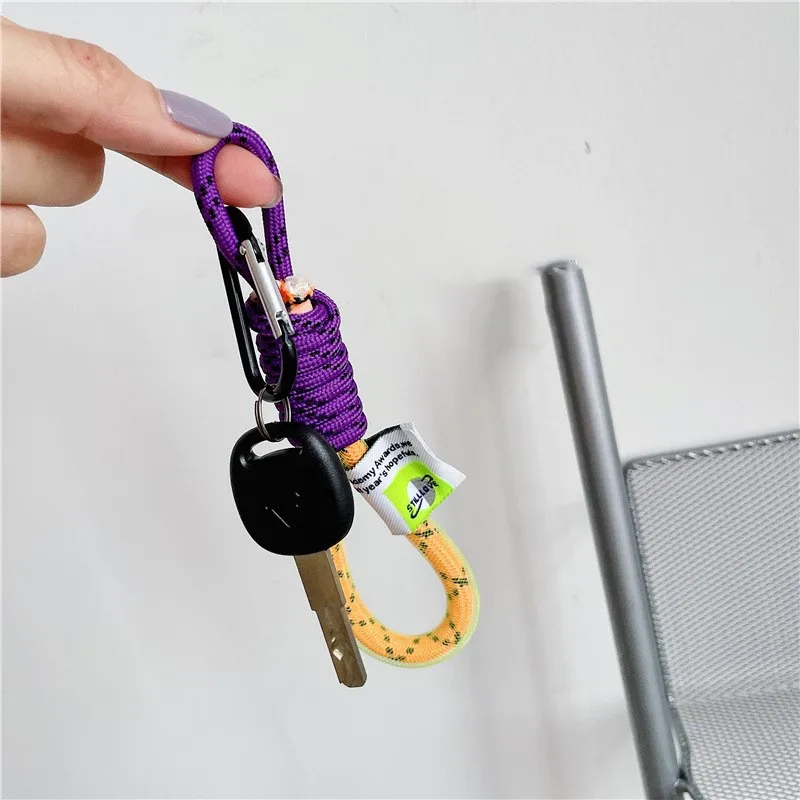 Fluorescent braided Lanyard Universal keychain Lanyard for keys short Lanyards ornaments for bags rope pendant phone charm