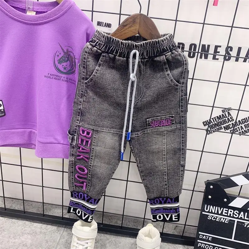 Baby Boys Clothing Sets Spring Autumn Children's Fake two T-shirts+ Jeans Pants 2pcs Suits Sports Kids Clothes Fashion | Детская