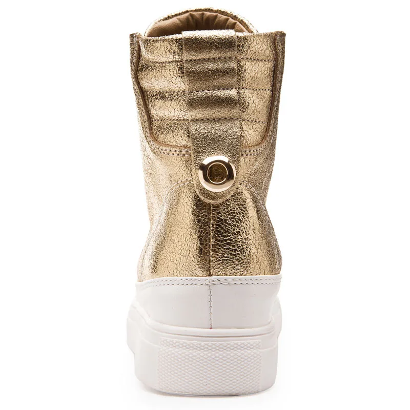 Новые женские кожаные ботинки модные повседневные с высоким верхом