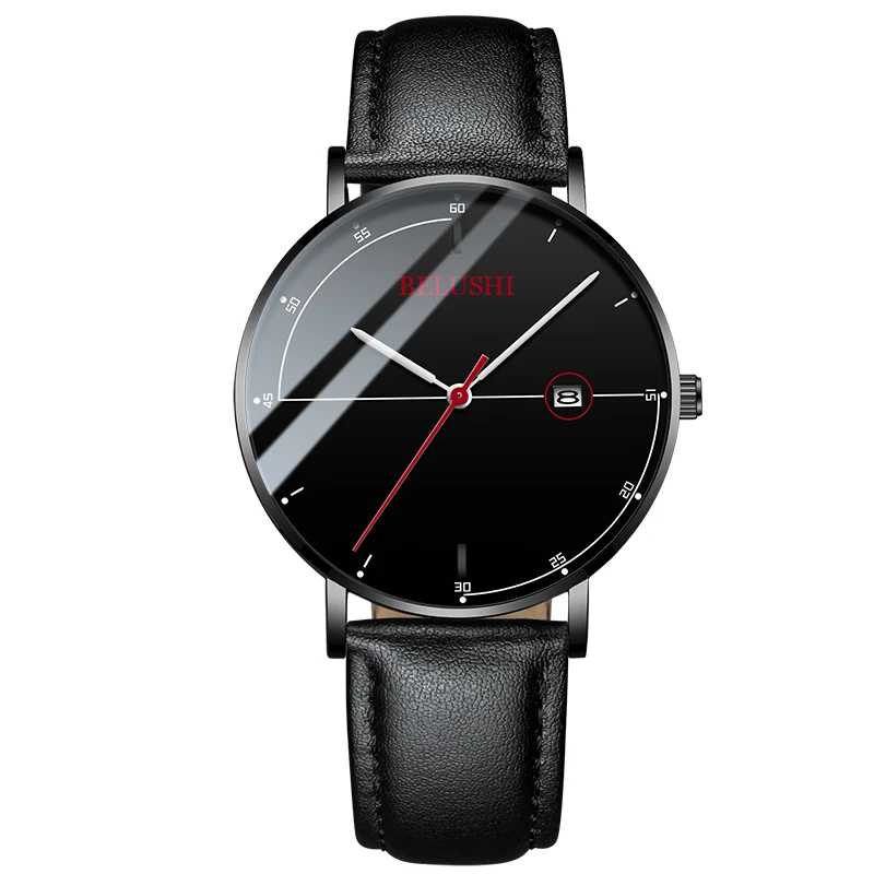 BELUSHI часы для мужчин Relojes Hombre 2020 простые Бизнес Мужские классический кожаный