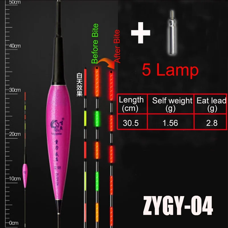 ZYGY-04 1 Набор, светодиодный, умный, светящийся, Гравитационный зондирующий чип, фиксатор, вертикальный, дрифт, рыбий Поплавок+ 1 шт. батарея, для наружного кемпинга, ночного рыболовства, инструменты - Цвет: ZYGY-04