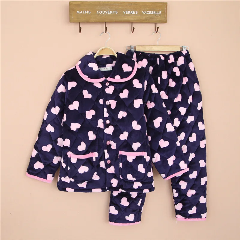 Женские пижамы коралловые бархатные хлопковые женские зимние с длинными