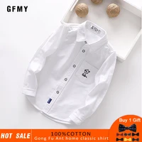 gfmy 2020 spring summer 100cotton full sleeve solid colorblue boys white shirt 3t 14t kid casual school clothes 9004