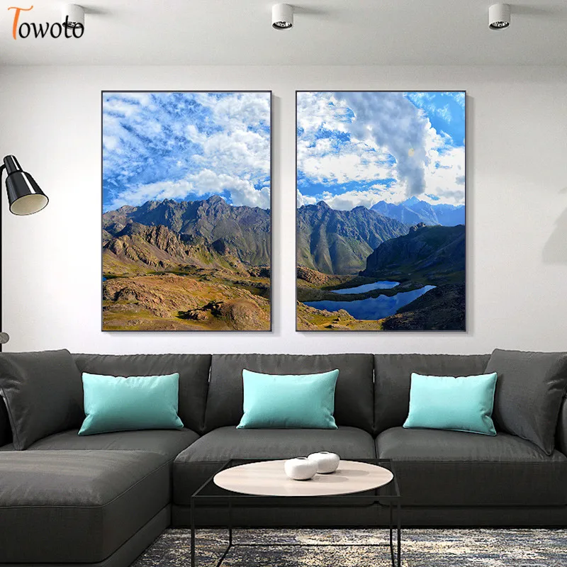 Природа плакат голубое небо Печать Горный пейзаж холст картина современное