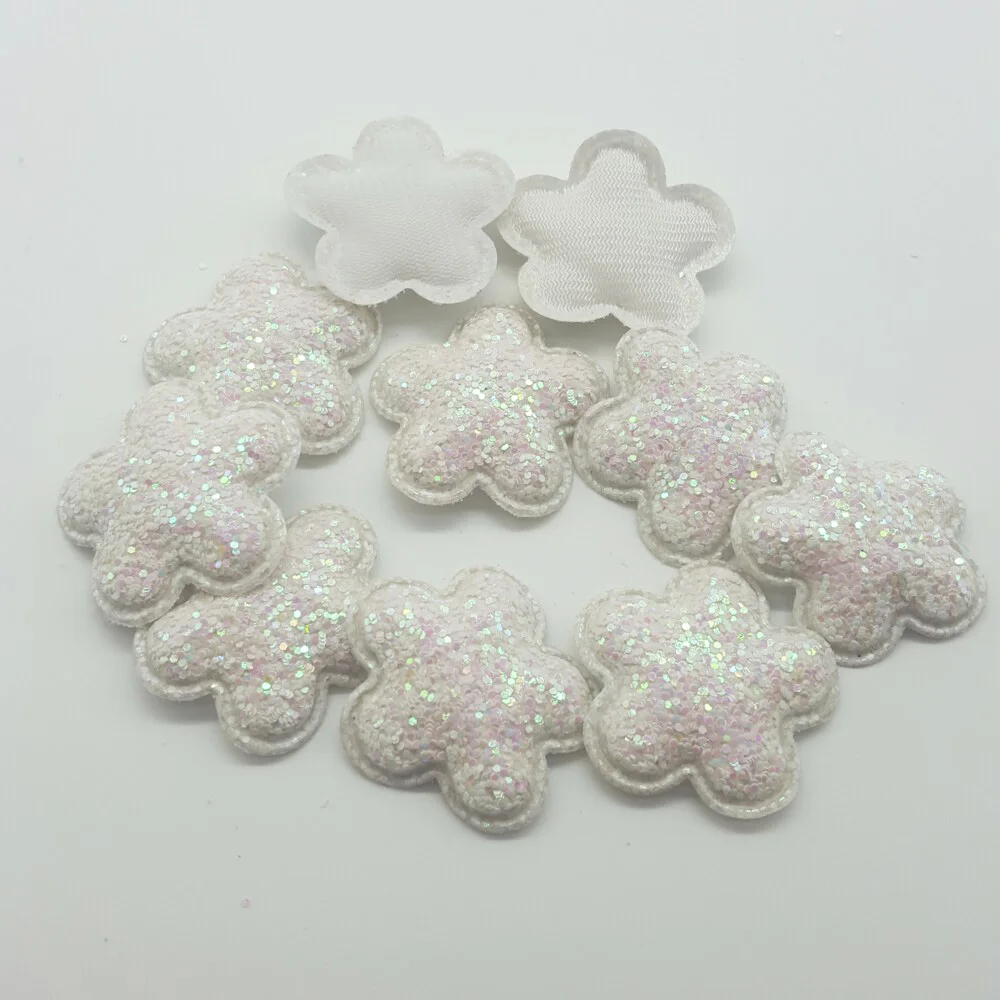 white flowers 50 шт конфеты крафт патчи милые звезды сердца бабочка для волос с блеском Аксессуары наклеить на патчи для одежды наборы сделай сам DIY - Цвет: white flowers