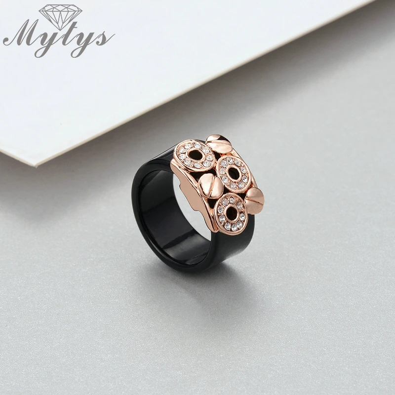 Mytys модное черное кольцо акриловое и Кристальное невидимое с желтой белой