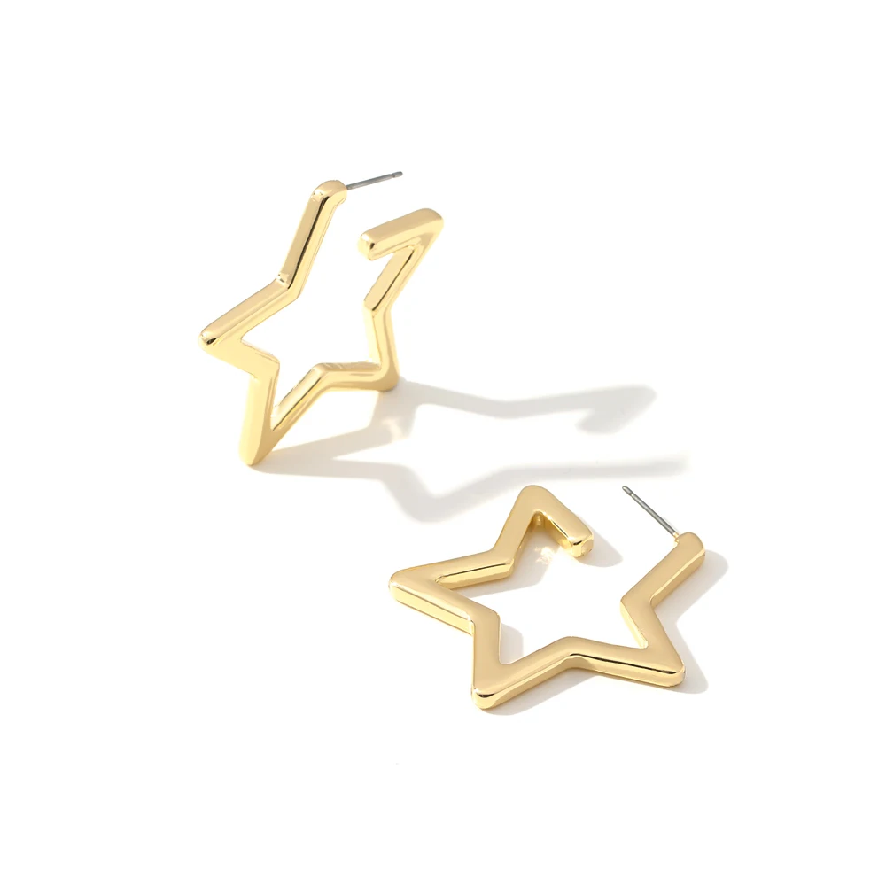 Женские ажурные серьги кольца Yhpup простые корейские Металлические золотистого