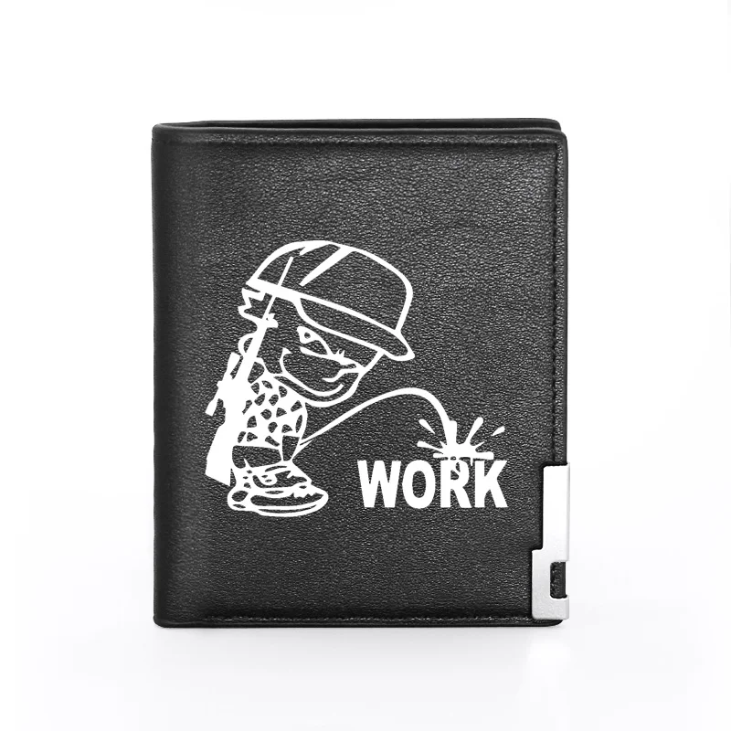 

Funny Pee On Work Leather Men Wallet Classic Credit Card Holder Short Purse