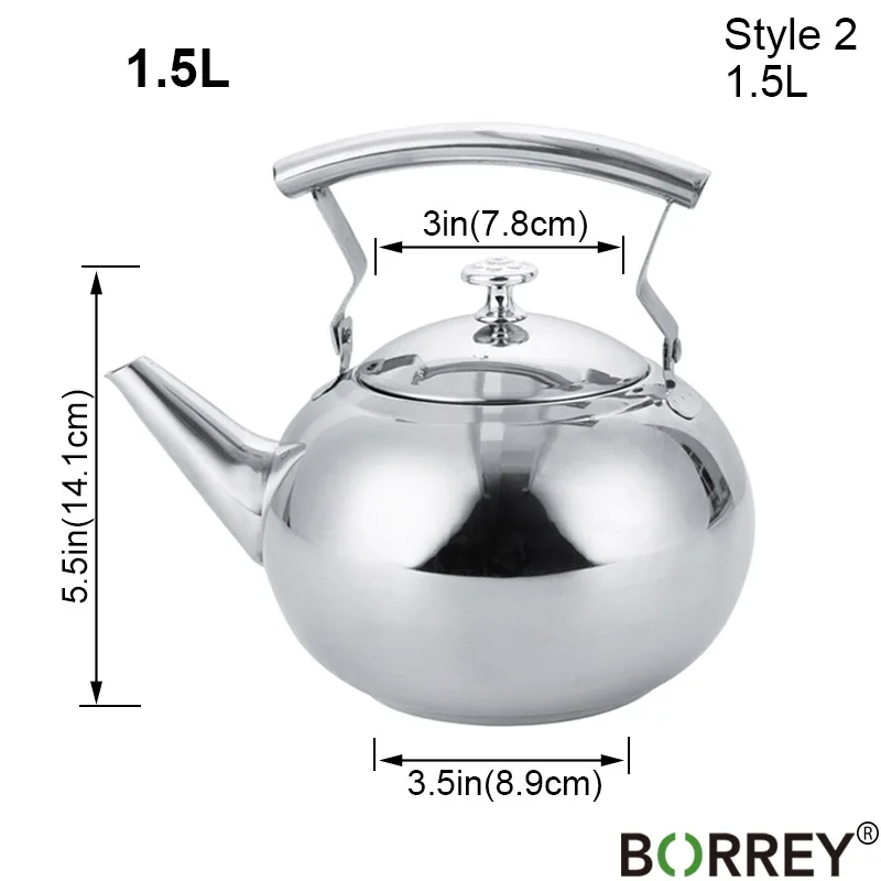 Style 2 (1.5L) BORREY 2L чайник из нержавеющей стали с чайным впрыскивателем фильтр чайник для чая улунг металлический чайник-кофейник Индукционная Плита Газовая плиты чайник - Цвет: Style 2 (1.5L)