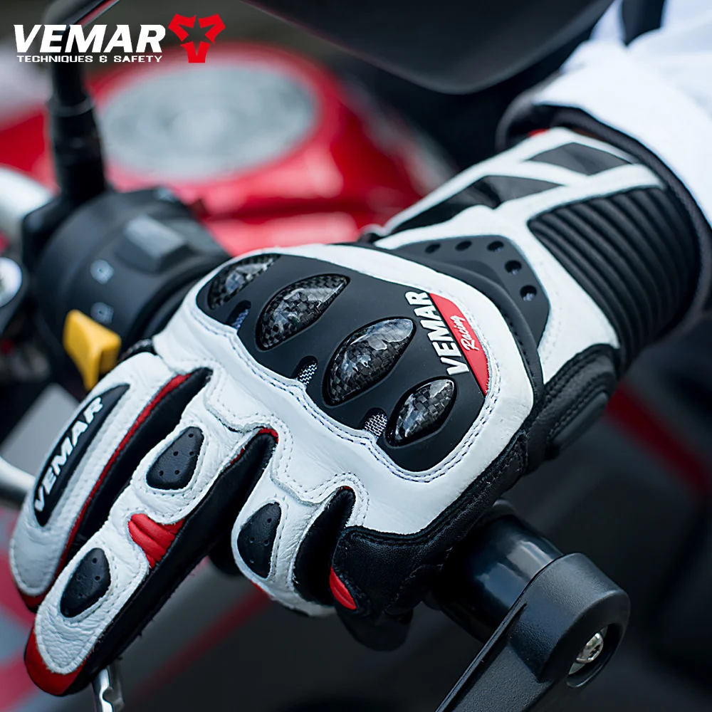 Кожаные Мотоциклетные перчатки для мужчин и женщин защитное снаряжение из
