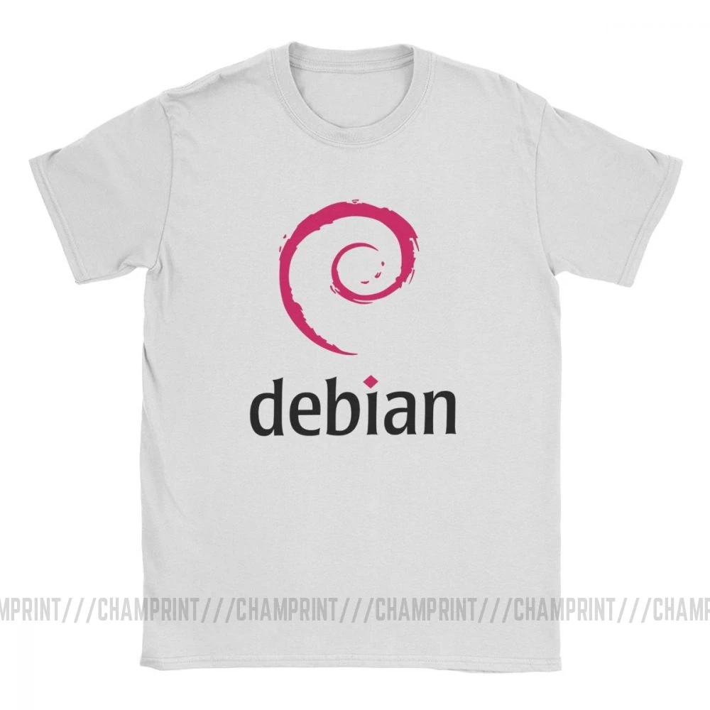 Debian футболки Linux для мужчин Винтаж 100% хлопковые с круглым вырезом коротким