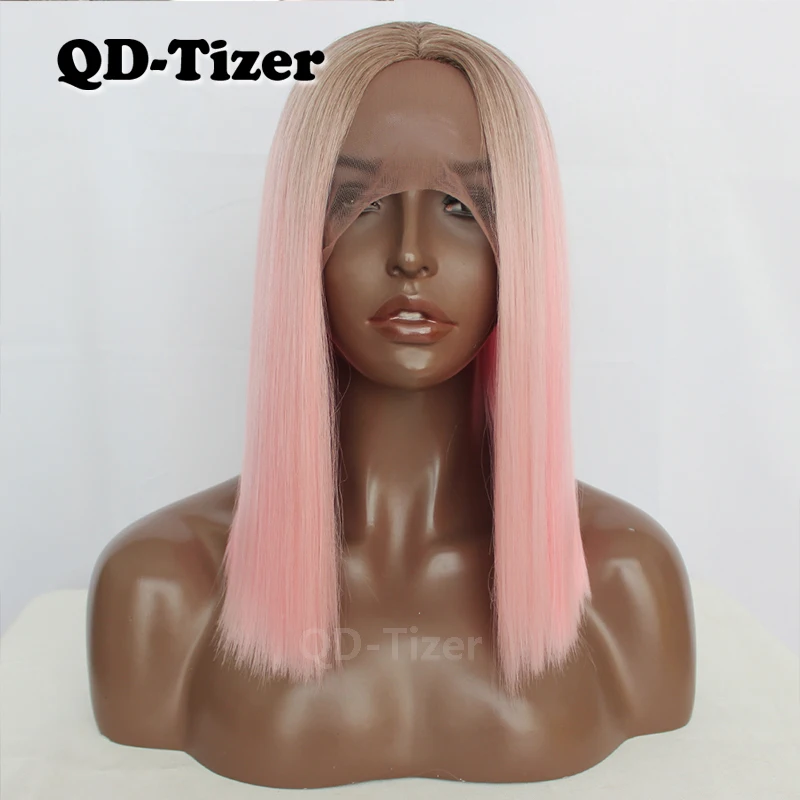 QD-Tizer короткие кружевные передние парики Омбре цветные термостойкие Модные
