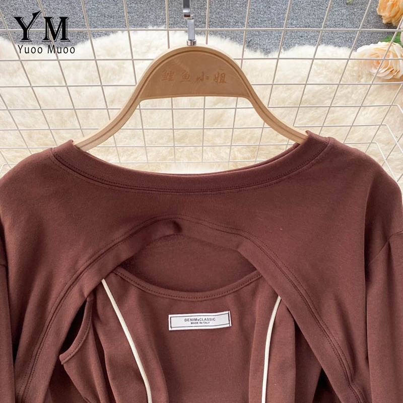 Модный дышащий комплект YuooMuoo из двух предметов платье-футболка женское