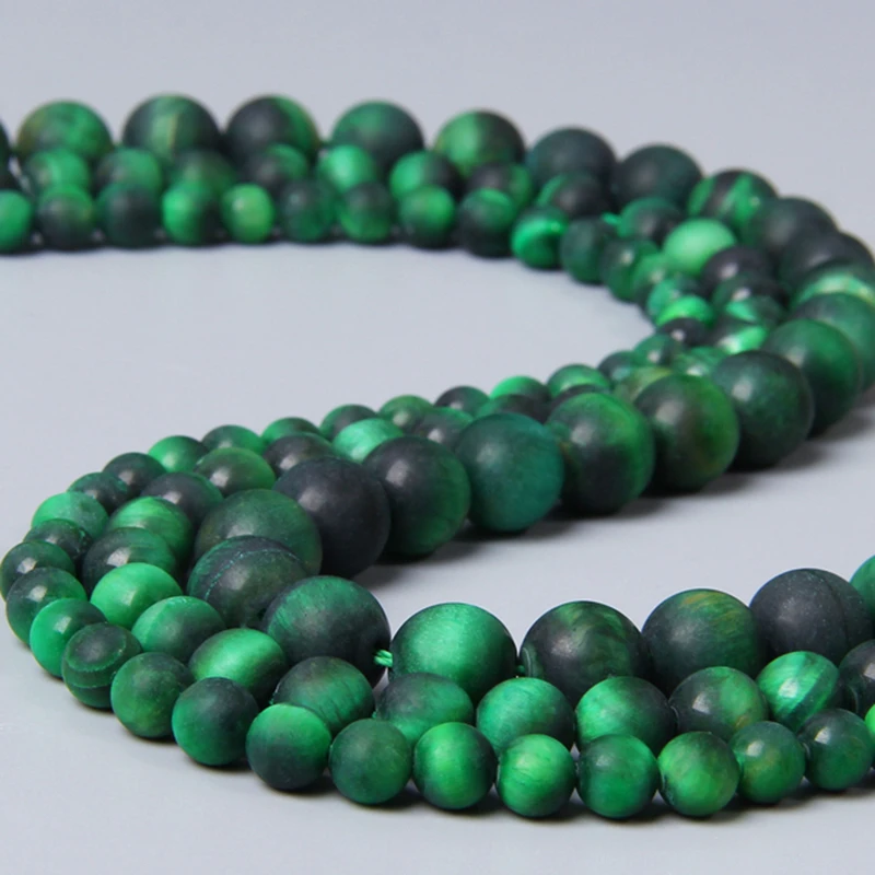 Женское ювелирное изделие зеленые круглые бусины в виде Тигрового Глаза |