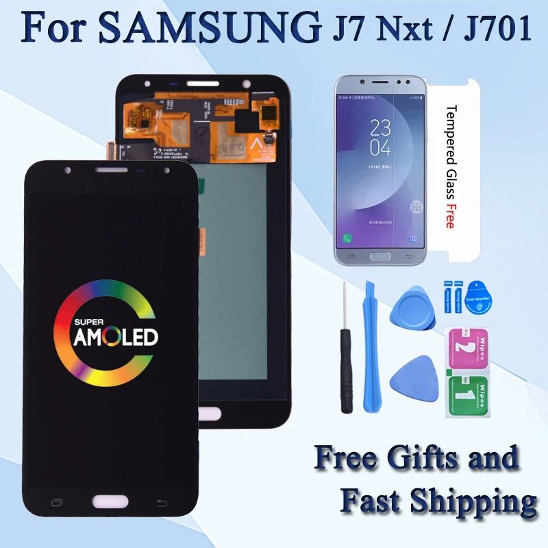 

ЖК-дисплей Amoled для Samsung Galaxy J7, nxt, J701F, J701M, сенсорный дигитайзер в сборе для j701, J7, neo, J7 core, ЖК-дисплей