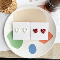 minimalist 2 styles white red color enamel love heart pendant earrings for women girls alloy dangle earrings accessories
