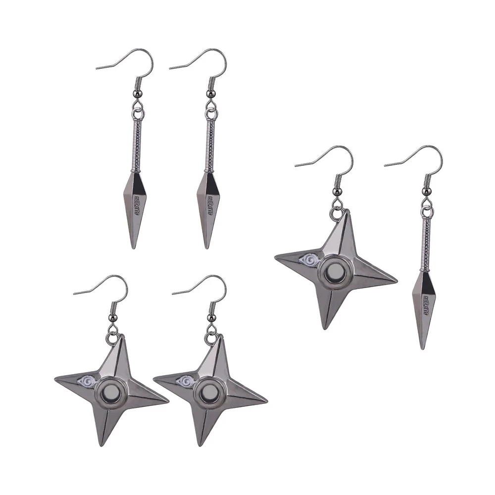 

Fashion Anime Cartoon Drop Earrings Kunai Shuriken Dart Weapon Konoha Black Japan Ninja Cosplay Jewelry Wholesale