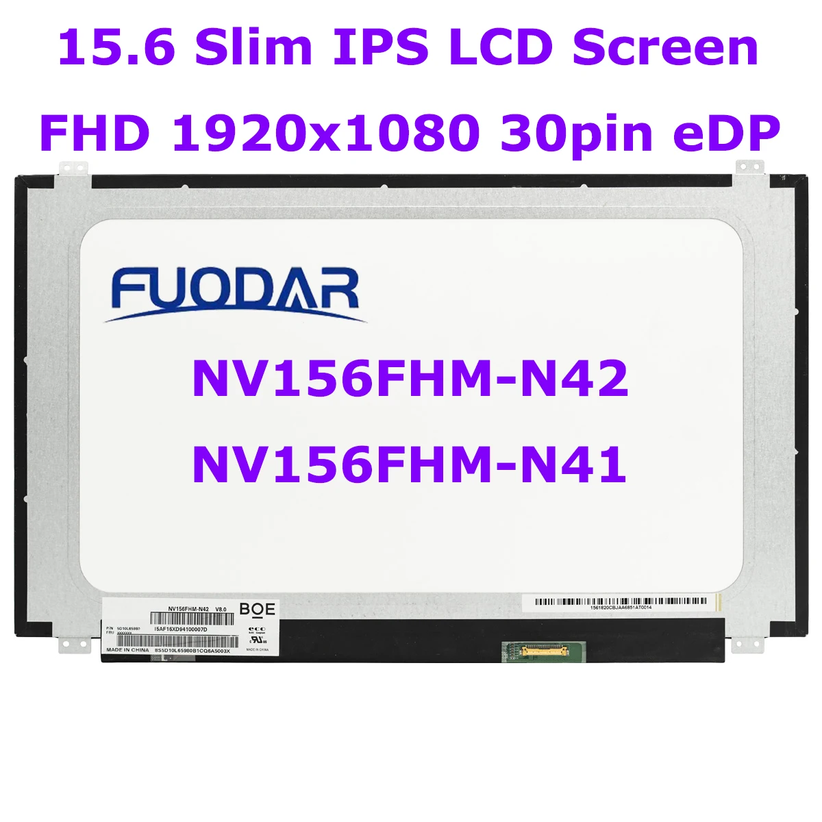 

15.6" IPS Laptop LCD Screen NV156FHM-N42 V8.0 fit NV156FHM N41 N42 B156HAN06.1 FHD 1920x1080 LED Display Panel 30pins eDP