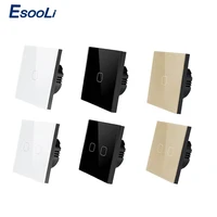 esooli touch switch euuk standard crystal glass panel touch switch ac220v1 gang 1 way eu light wall touch screen switch