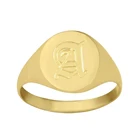 Женское кольцо с алфавитом, позолоченное кольцо с надписью, в готическом стиле