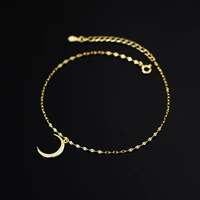 gold color 925 sterling silver anklets woman moon jewelry decoration on foot bracelet on leg chain barefoot temperament