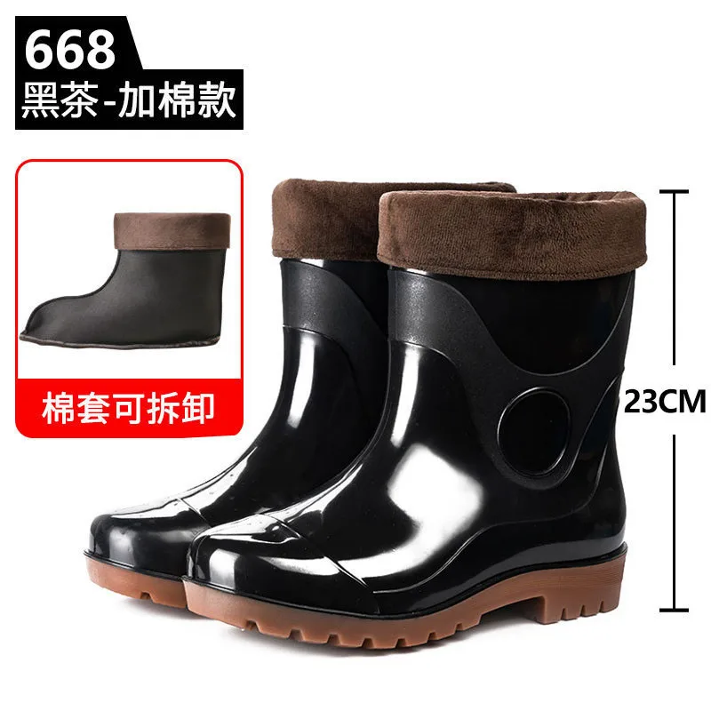 Мужские непромокаемые высокие ботинки из ПВХ ботильоны водонепроницаемая обувь