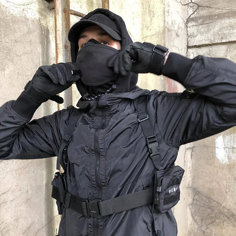 Регулируемый черный жилет уличная одежда в стиле хип-хоп функциональная