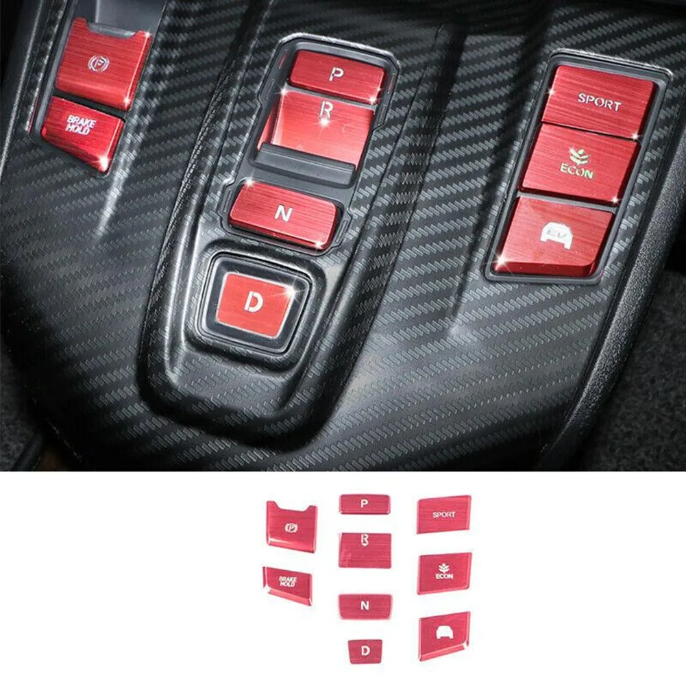 

Button Cover Decor Red Fit For Honda CR-V 2017-2021 Hybrid Console Gear Shift Button Cover Decor