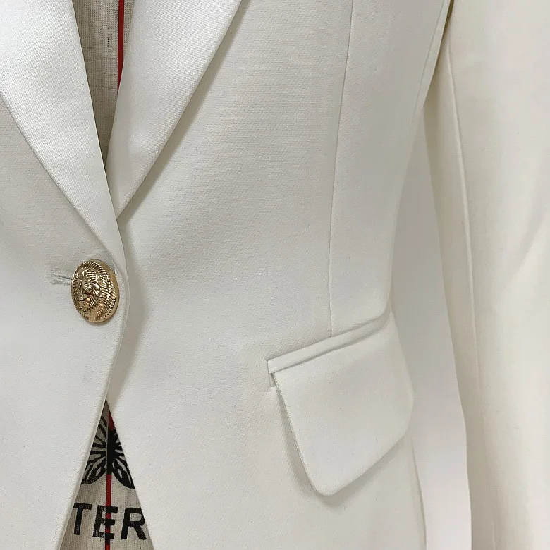 

2020 Luxury Designer Black Slim Women Blazer Jacket Coat Single Button Satin Collar Office Lady Blazers Feminino Outwear