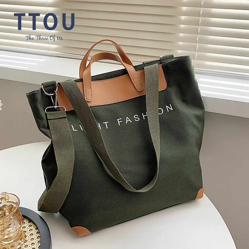 

Новинка 2021, женская сумка-тоут, модная большая Холщовая Сумка с надписью, повседневные сумки-мессенджеры на плечо, кожаная Лоскутная сумка д...