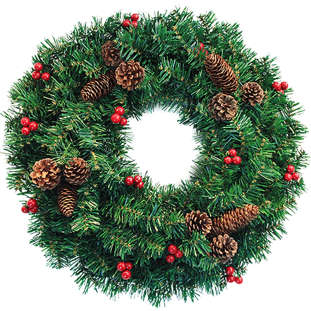 16/20 дюймов искусственный Еловый Рождественский венок с сосновыми шишками