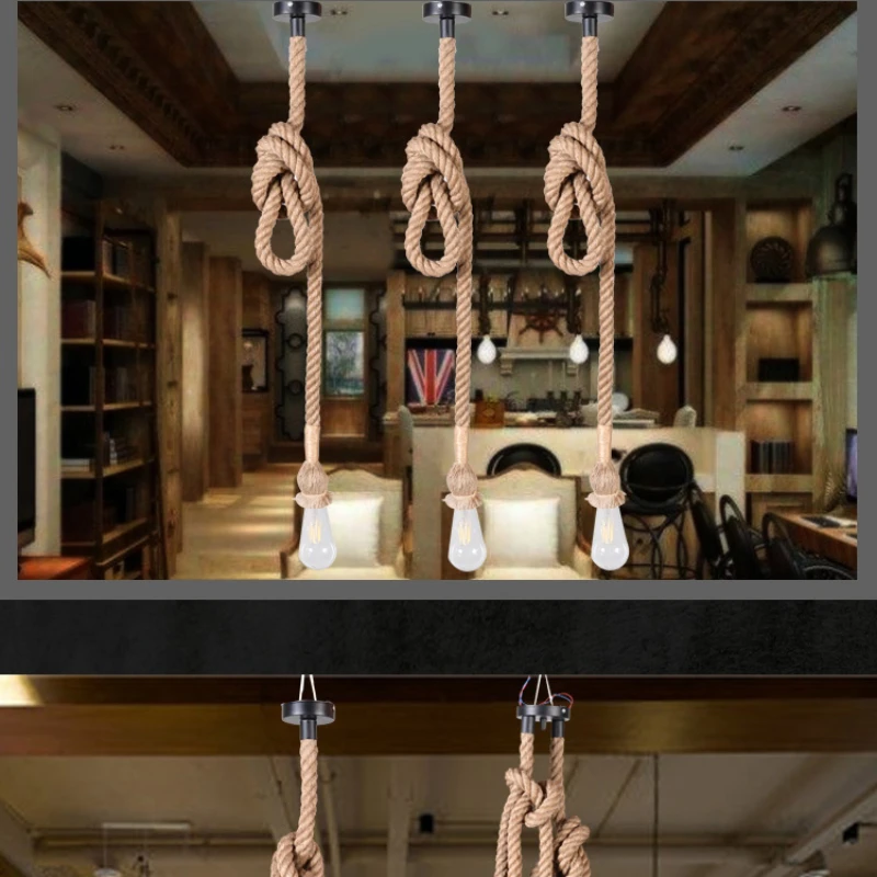 Винтажный веревочный подвесной светильник креативная индивидуальная лампа в