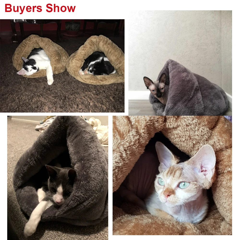 

Pet bed for Cats Dogs Soft Nest Kennel Bed Cave House Sleeping Bag Mat Pad Tent Pets Winter Warm Cozy Beds 2 Size S L 3 Colors
