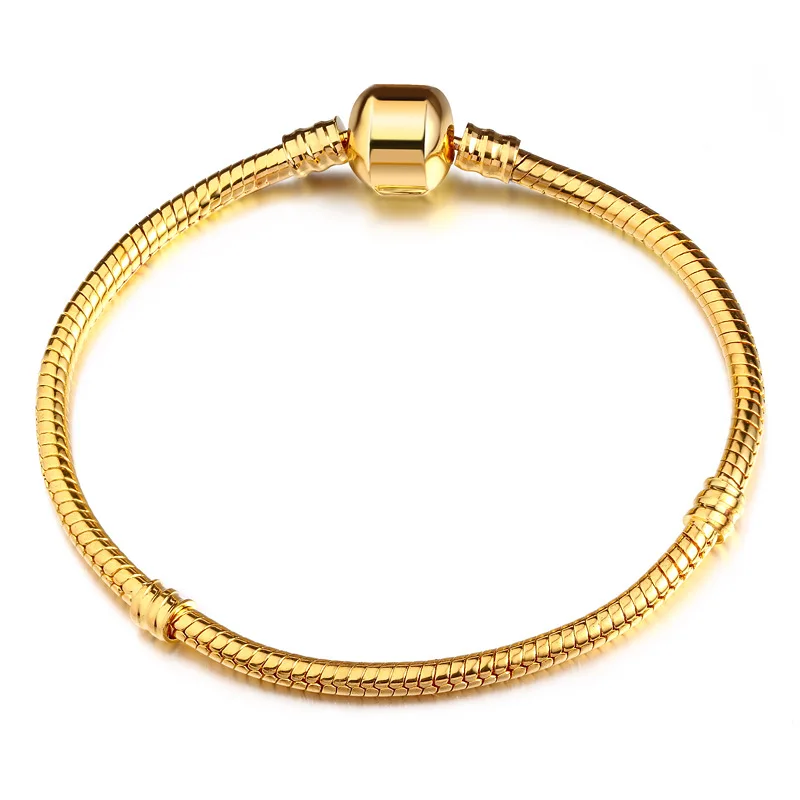 CBP008 Розовый эмаль вишни цветок клип браслет-змейка для женщин Изготовление ювелирных изделий 3 мм Европейский для pandora Браслеты пандора браслет - Окраска металла: CBP008