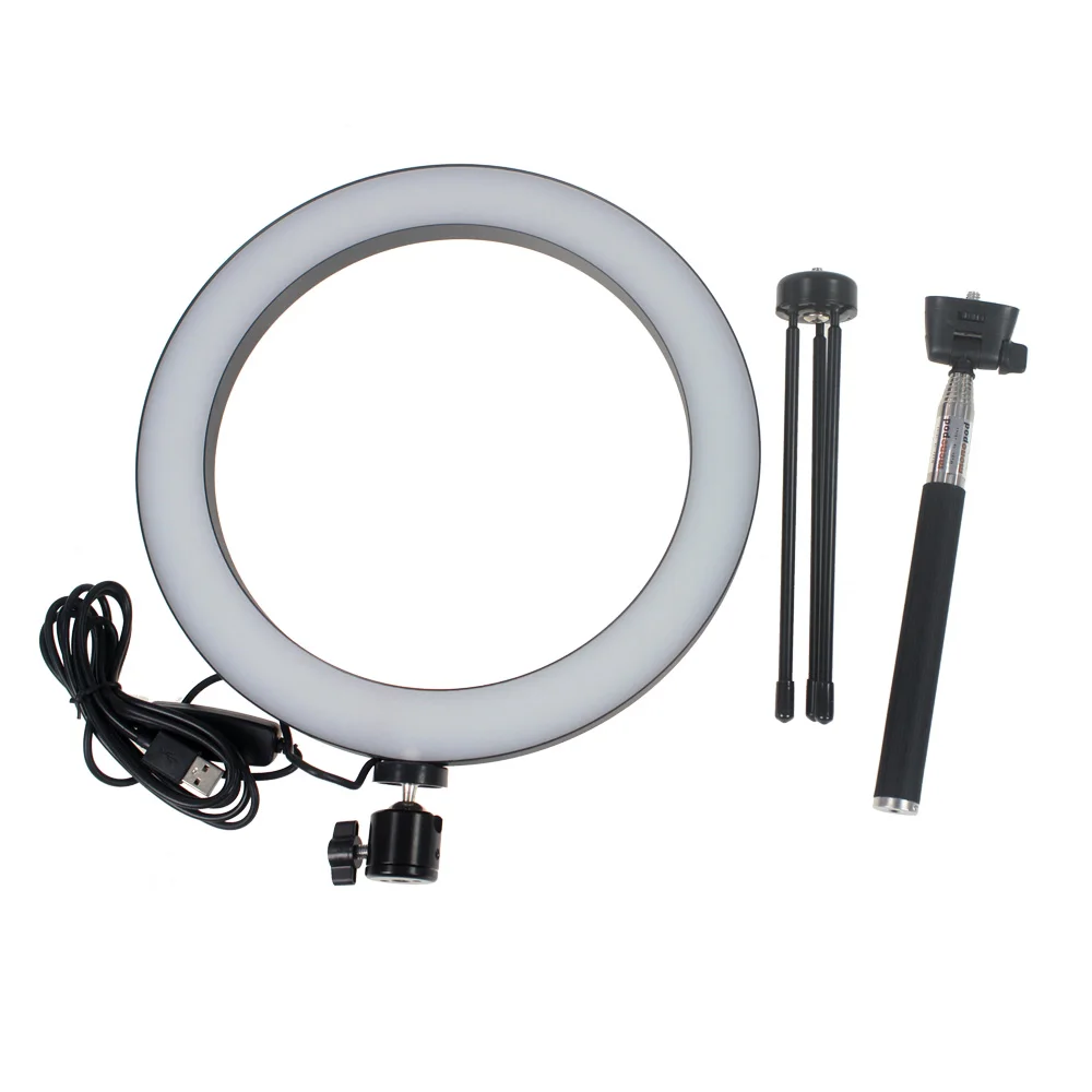 10 дюймов Selfie Ring Light двухцветная лампа с штатив-Трипод стойка для трансляция макияж светодиодный настольный кольцо свет мини светодиодный Камера свет