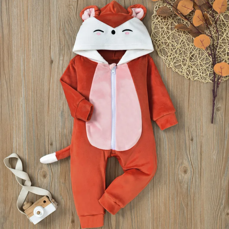 

Комбинезон с капюшоном для младенцев, на молнии, из хлопка