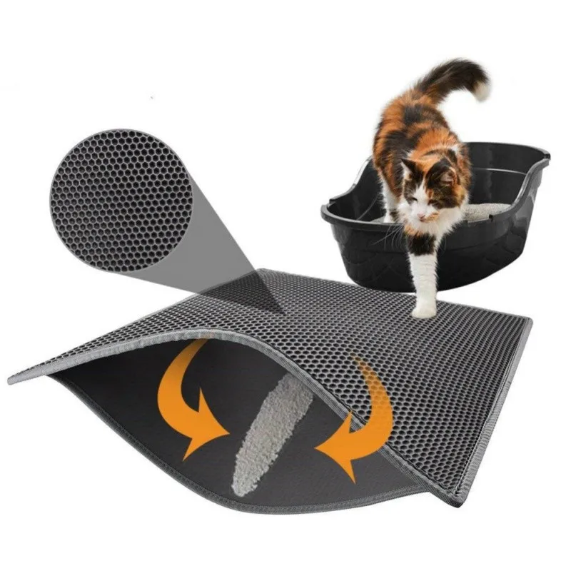 

Pet Cat Waterproof Litter Mat Double Layer Litter Cat Bed Pads Trapping Pets Litter Box Mat Pet Product Bed For Cats Accessories