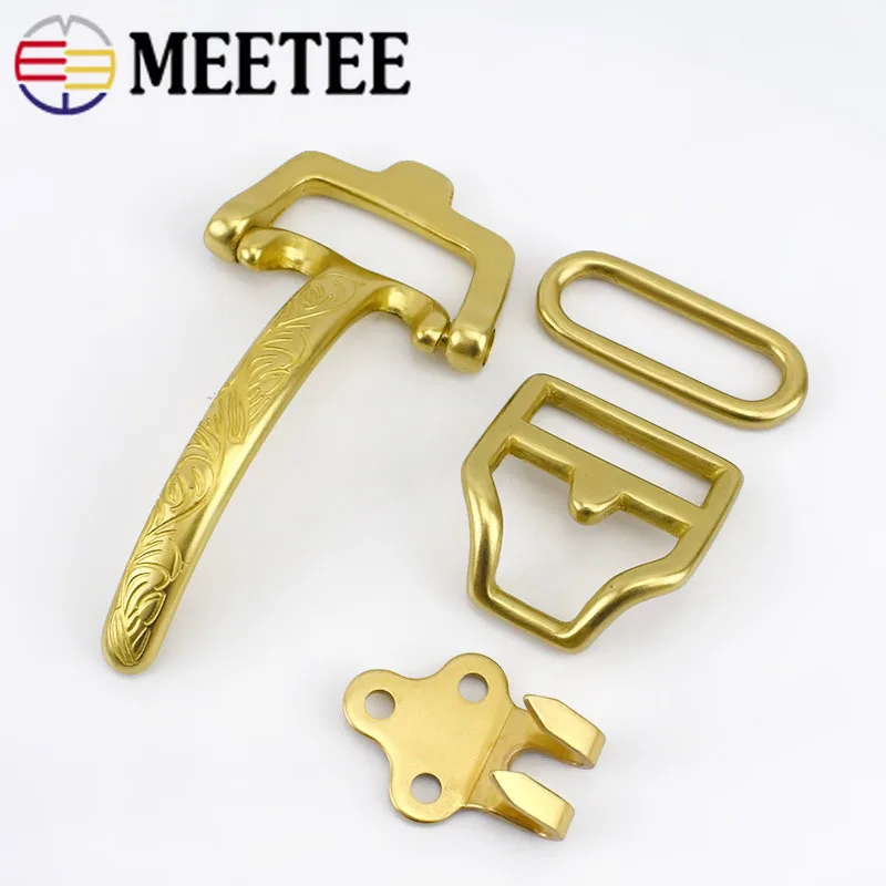 Ремень с пряжкой для кавалерии Meetee из твердой латуни мужчин пояс сделай сам