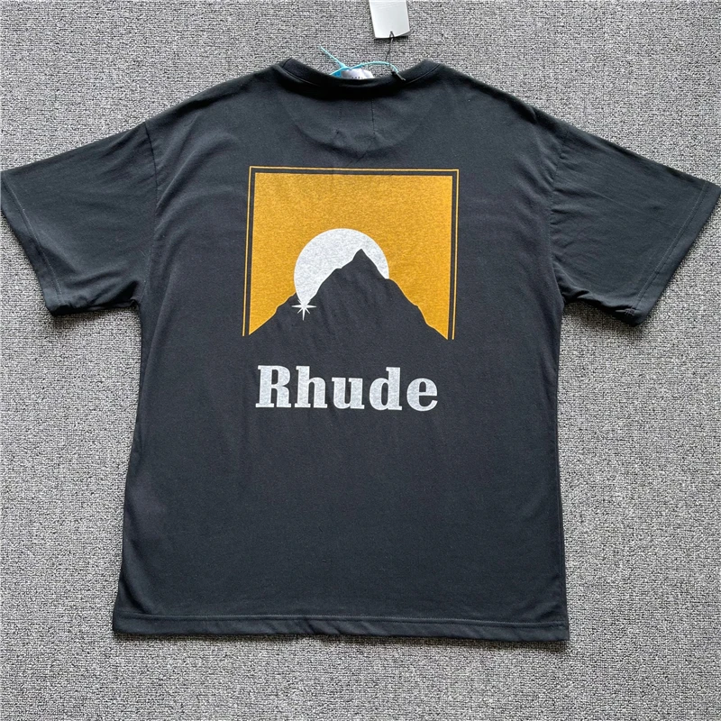 

22ss TOP hip-hop Vintage RHUDE Men Women T-shirts 1:1 High Quality RH Logo Graphic Print Oversize Short Sleeve tees