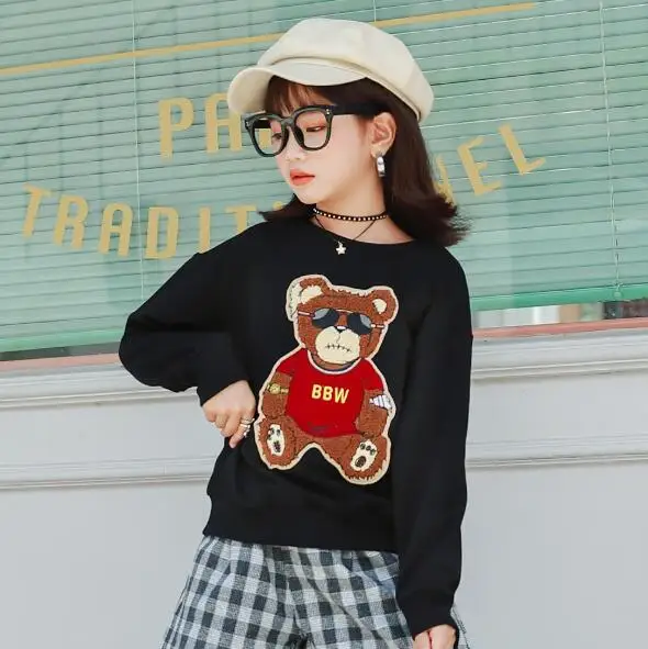 

Cultiseed Girls Cartoon Bear Hoodies Sweatshirts Big Children Girl Autumn Long Sleeve Loose Casual Hoodies Tops Kids Cute Tops