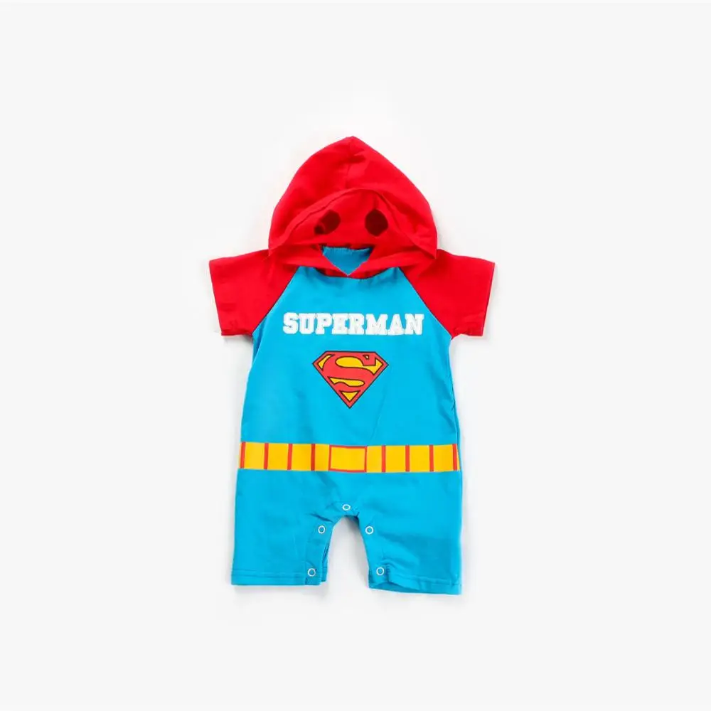 Hooded superman Детская одежда с суперменом Детский комбинезон с супергероями для мальчиков хлопковые толстовки с короткими рукавами комбинезон на возраст от 0 до 18 месяцев, нарядная одежда - Цвет: Hooded superman