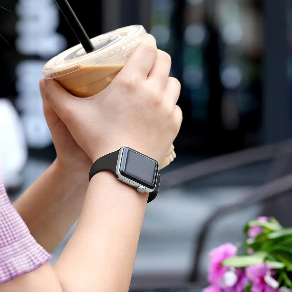 Мягкий силиконовый спортивный ремешок для наручных часов Apple watch версии 5 4 3 2 1 38 мм