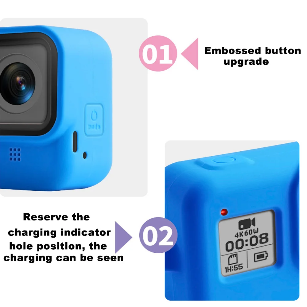 JINSERTA мягкий силиконовый корпус Защитная пленка для Gopro Hero 8 чехол черный Полное покрытие оболочка для Gopro Hero 8 Экшн-камера
