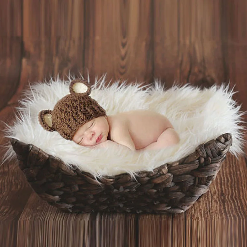 

50*50cm Newborn Baby Photography Props Blankets Outfit Photo Props Infant Fur Stretch Yarn Wrapped Props Blanket