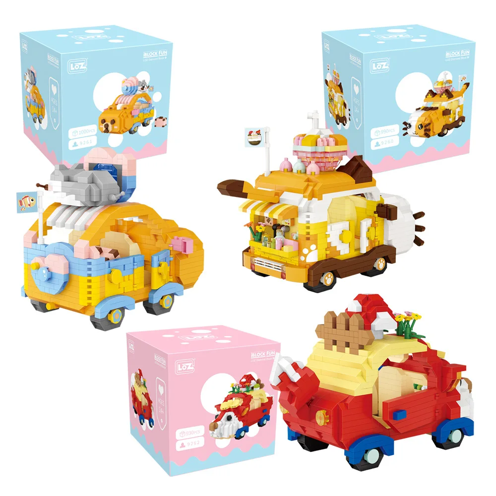 

Mini Blocks Fox Car Panda Cartoon Animal Model Building Blocks Toys For Children DIY Educational Smal Bricks Toys Girl Gift