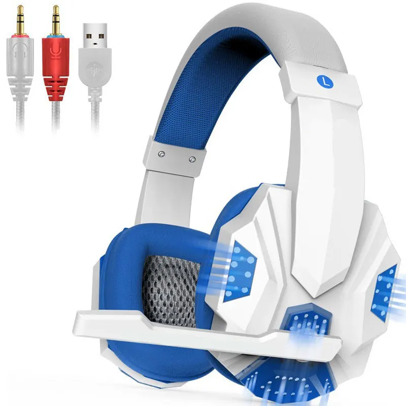 

3.5mm USB Gaming Headset with Microphone LED Light Gaming Headphone for Computer PC QJY99