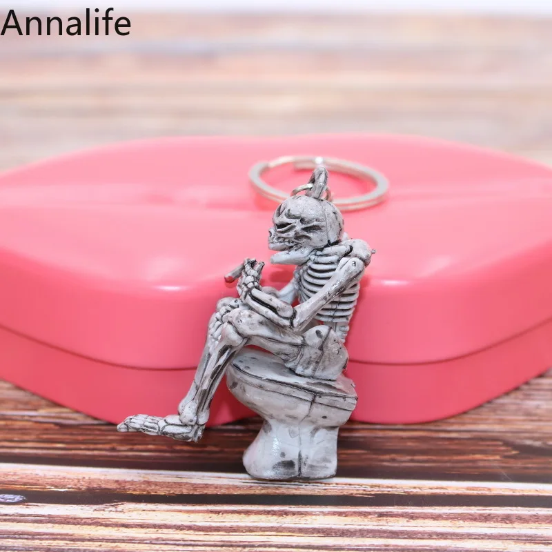 2019 панк-рок Туалет-череп скелет кошелек сумка резиновый брелок подарок брелки |