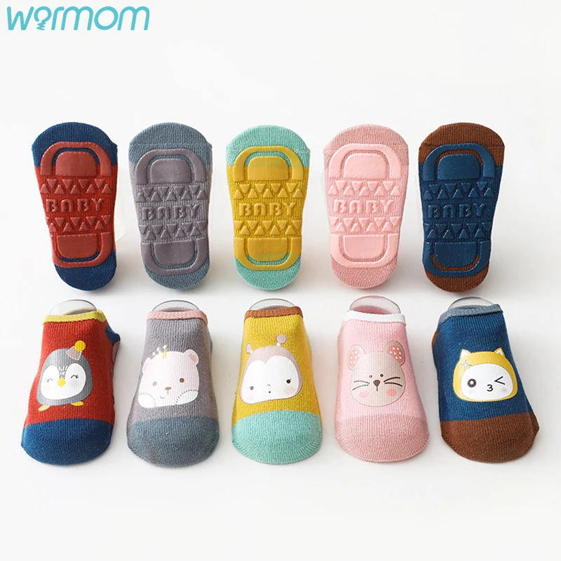 

Warmom Baby Short Socks Spring Summer Animal Cartoon Socks Boys and Girls Non-slip Socks Baby Floor Socks Frilly Boat Socks 0-3Y